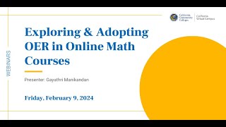 Exploring amp Adopting OER in Online Math Courses [upl. by Einnahc]