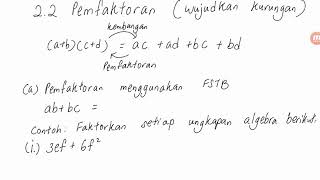 Bab 2 part 2 Matematik Tingkatan 2  Pemfaktoran dan Pecahan Algebra [upl. by Bengt621]