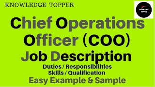 Chief Operations Officer Job Description  COO Job Description  COO Roles and Responsibilities [upl. by Ihel370]