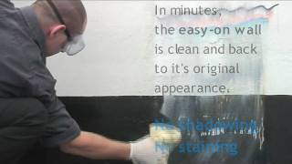 Graffiti removal demo using easyon anti graffiti coating and easyoff safe graffiti remover [upl. by Selrhc]