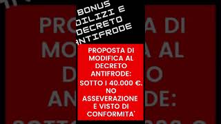 Bonus edilizi sotto i 40000 € NO asseverazione e visto di conformità shorts [upl. by Oremor301]