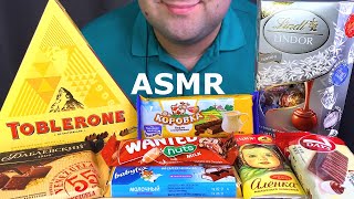 ASMR Favorite Chocolate Dessert Candy Bars Toblerone Lindt Lindor Mukbang 먹방 Eating Sounds [upl. by Egor]