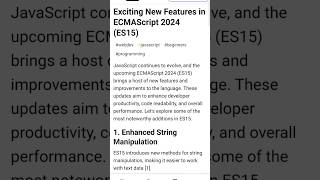 Exciting New Features in ECMAScript 2024  ES15  javascript coding [upl. by Volotta]