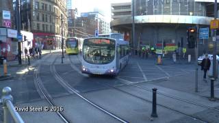 Manchester Buses and Trams at Shudehill December 2016 [upl. by Nadeau]