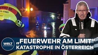 HOCHWASSER 42 Gemeinden in Österreich zu Katastrophengebieten erklärt  Feuerwehr am Limit [upl. by Annawahs]