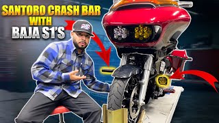 SANTORO FABWORX Not Yo Daddy crash bar with BAJA s1 lights INSTALL [upl. by Asnerek797]