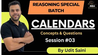 Calendars  SessionIII  Reasoning  Udit Saini  SNAP NMAT TISS CMAT MAHCET amp MAT [upl. by Sherfield]