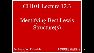 Lecture 123 Identifying Best Lewis Structures [upl. by Venable]