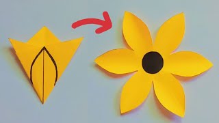 Very Easy Paper Flower Craft  Paper Flower Making Step By Step  How To Make Flowernkzcraft [upl. by Yobybab]