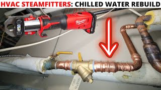 HVAC Service Call Chilled Water Pipe Rebuild Chilled Water Strainer Replacement Valve Not Holding [upl. by Ecam]