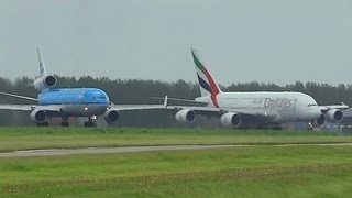 A380 vs MD11 at takeoff form AMS Schiphol [upl. by Ardnuahs]