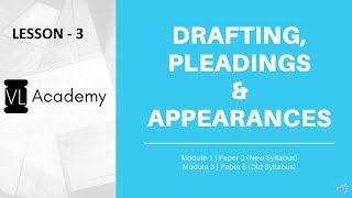 Drafting Pleadings amp Appearances  Lesson 3  CS Professional  New Syllabus  Part 1 of 2 [upl. by Angle]