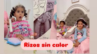 Rizos sin calor 👩🏻‍🦱🌸 para las niñas 👧🏻🤭 vamos a ver que tal quedan momlife [upl. by Woothen]