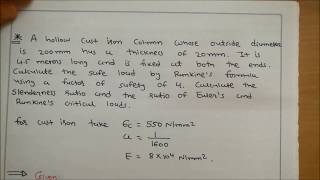 Column and Strut numerical4 Rankines Formula [upl. by Aramen]