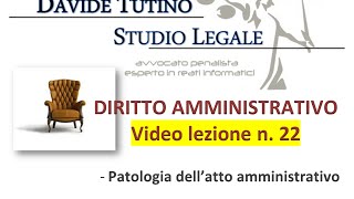 Diritto Amministrativo Video lezione n22  Patologia dell’atto amministrativo [upl. by Caasi]