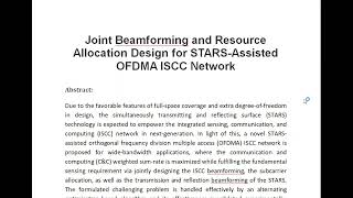 Joint Beamforming and Resource Allocation Design for STARS Assisted OFDMA ISCC Network [upl. by Ydnamron939]