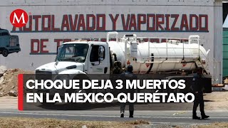 Tráiler atropella a policías que inspeccionaban pipa en la MéxicoQuerétaro [upl. by Violet]