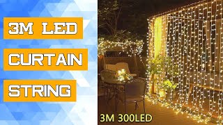 3M LED Curtain String Lights Fairy Decoration USB Holiday Garland Lamp 8 Mode Home Garden Christmas [upl. by Hannus]