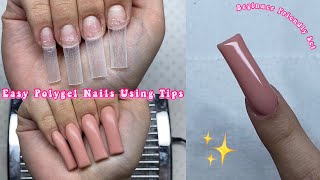 SUPER EASY POLYGEL NAIL SET USING TIPS  MADAM GLAM GEL POLISH  Nail Tutorial for Beginners [upl. by Vharat51]