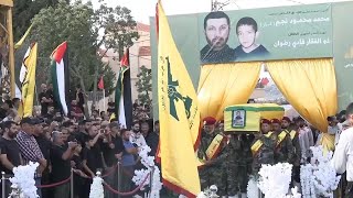 Mourners in south Lebanon attend funeral of 7yearold and uncle killed in Israeli drone attack [upl. by Doreen439]