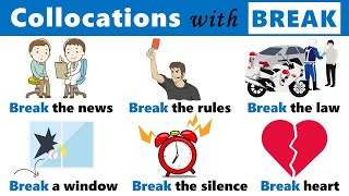 Collocations with BREAK Break the news Break a record Break a habit Break the law [upl. by Uokes]