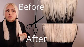 HOW TO TRIM YOUR OWN HAIR BLUNT [upl. by Campos]