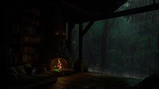 Rainy Porch Ambience 🌧️Rainfall Thunder amp Fireplace Sounds for Deep Sleep [upl. by Calderon447]