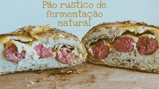 Pão de fermentação natural com linguiça chimichurri e queijo minas [upl. by Ayarahs]