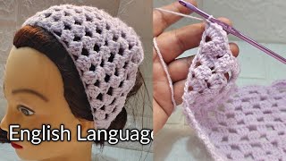 Easy Crochet Bandana Tutorial  Beginners Crochet Bandana Head Wrap english englishspeaking [upl. by Amandi]