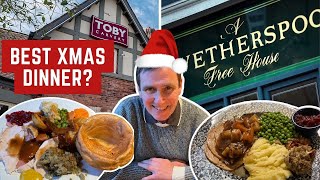 Reviewing CHRISTMAS DINNER at Toby Carvery and Wetherspoons Which is BETTER [upl. by Lansing]