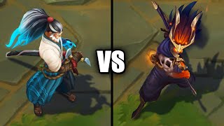 Foreseen Yasuo vs Nightbringer Yasuo Skins Comparison League of Legends [upl. by Stranger754]