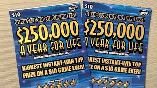 TWO 250000 A YEAR FOR LIFE SCRATCH OFFS FROM THE FLORIDA LOTTERY [upl. by Gradey]