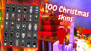 ✅ 100 CHRISTMAS skins with Custom Capes skin pack MCBE  119 [upl. by Nimrahc]