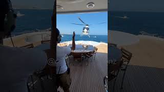 Helicopter landing on a 68M superyacht 😯🤩 shorts yachtlife superyacht yachting helicopter [upl. by Adnamor]