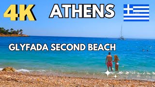 Glyfada Second Beach Athens Greece 🇬🇷 4K summer travel athens beachwalk greece glyfada [upl. by Phelgon]