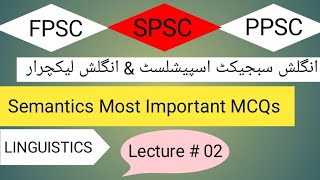 Semantics MCQs for English subject specialist I linguistics [upl. by Eadith]