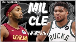 Milwaukee Bucks vs Cleveland Cavaliers Full Game Highlights  Nov 2  2025 NBA Season [upl. by Tsnre257]