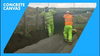 Concrete Canvas CC Ditch Lining  M1 UK  CostainCarillion Joint Project [upl. by Adnala613]