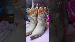 Super easy tutorial for custom universityoftexas cowboy boots 🧡🫶🏼 austin atx customs [upl. by Lemor195]