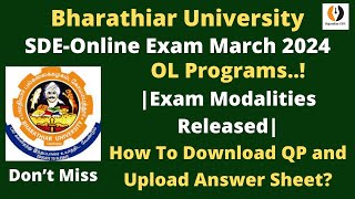 OnlineOL Program Exam April 2024 Modalities ReleasedBharathiar UniversityOnline Exam Instruction [upl. by Nitsur209]