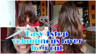 4 Step Voluminous Layer Hair Cut  DIY easy hair cut at home  Life With Piku  Priyanka Malik [upl. by Hsina618]