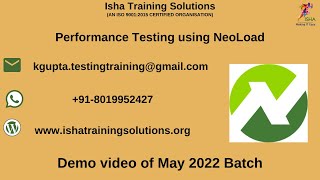 Performance Testing using NeoLoad Demo Pls call  whatsapp us on 918019952427 to enroll [upl. by Yecac]