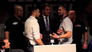 NATHAN CLEVERLY v TONY BELLEW HEATED HEAD TO HEAD amp WORDS EXCHANGED DURING PRESS CONFERENCE [upl. by Dahle180]