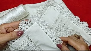 №4 PUNTAS A CROCHET PARA SERVILLETA RAPIDÍSIMO LAS TEJES EN UNA SOLA VUELTAcrochetfacil [upl. by Aneetsirk]