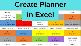 Create Daily Weekly Planner in Excel [upl. by Barbaresi686]