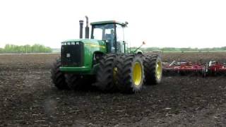 John Deere 9400 pulling 50 foot Field Cultivator [upl. by Eilis868]