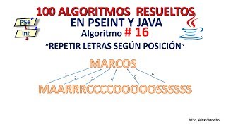 16 de 100 Algoritmos en Pseint y Java quotREPETIR LETRAS SEGÚN POSICIÓNquot [upl. by Manard389]