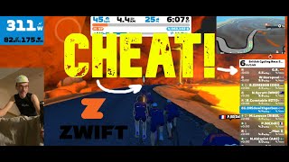 Chasing a cheat on Zwift  British Cycling Race Series A on Volcano Circuit CCW [upl. by Yeslah]