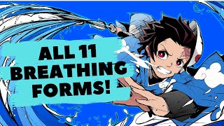 Demon Slayer All 11 Breathing Forms  Kimetsu no Yaiba anime [upl. by Clovah]