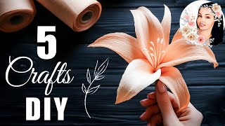 5 IDEAS 💥 Crepe Paper Decoration Ideas Crepe Paper Flowers [upl. by Gney]